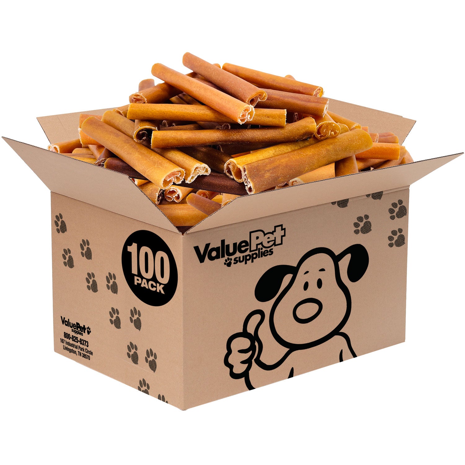 ValueBull Buffalo Collagen Sticks for Dogs, 6 Inch Thick Chews, Natural Long-Lasting Dog Treats, 100 Count Bulk Pack