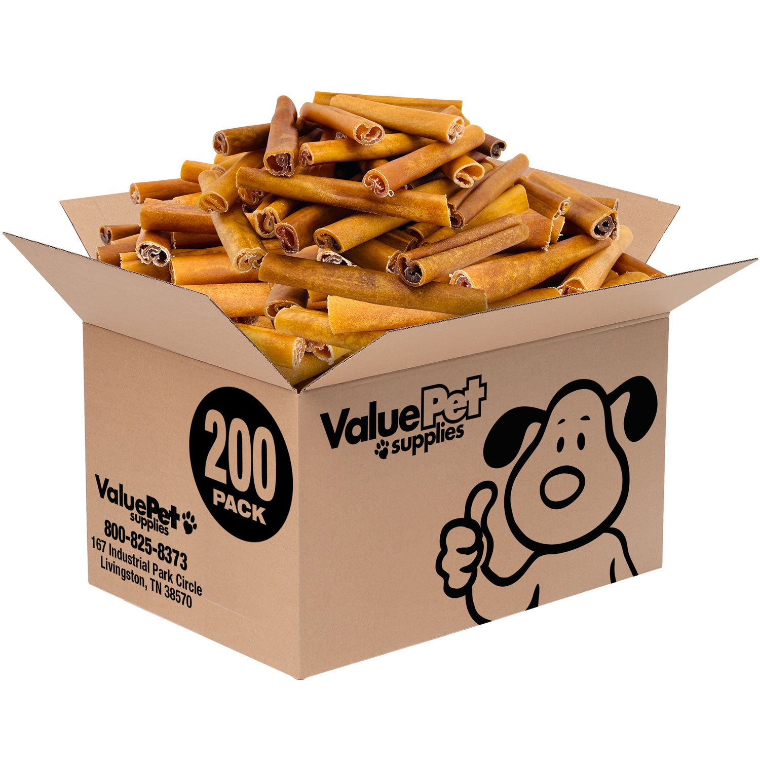 ValueBull Buffalo Collagen Sticks for Dogs, 6 Inch Jumbo Chews, Natural Long-Lasting Dog Treats, 200 Count Bulk Pack