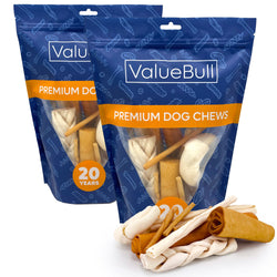 ValueBull USA Rawhide, Varied Mix of Fun Shapes for Dogs, 2 Pound