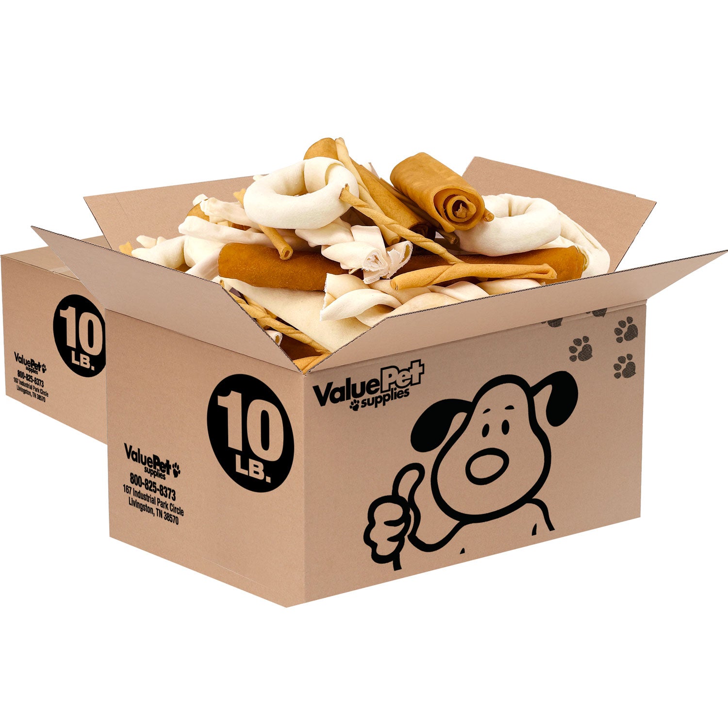 ValueBull USA Rawhide, Varied Mix of Fun Shapes for Dogs, 20 Pound Bulk Pack