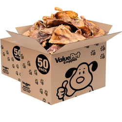 ValueBull Whole Pig Ears for Dogs, 100% Pork Chews, 100 Count Bulk Pack - Pork - 100 Ears