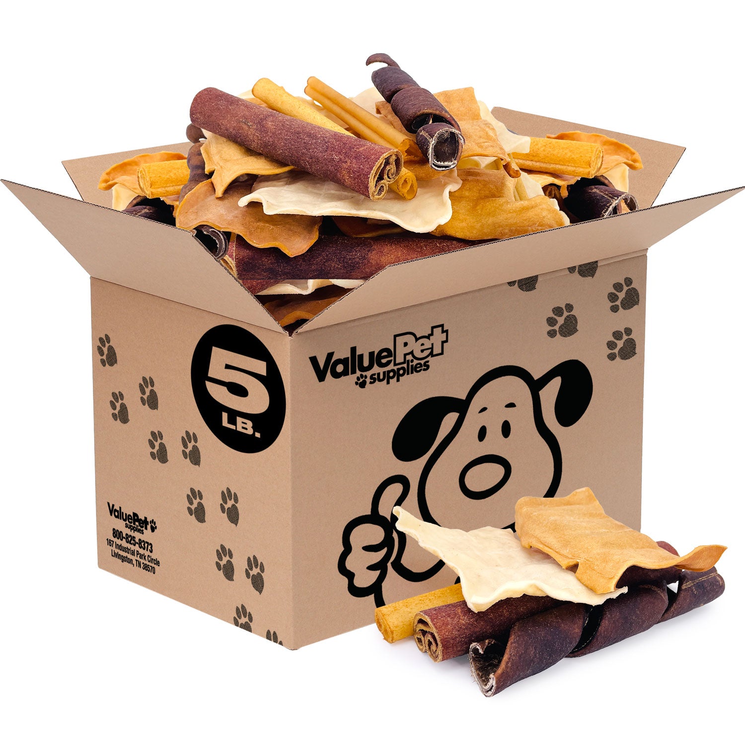 ValueBull USA Collagen Dog Chews, Fun Shapes Variety Mix, Natural Long-Lasting Dog Treats, 5 Pound Bulk Pack - Varied - 5 Pound
