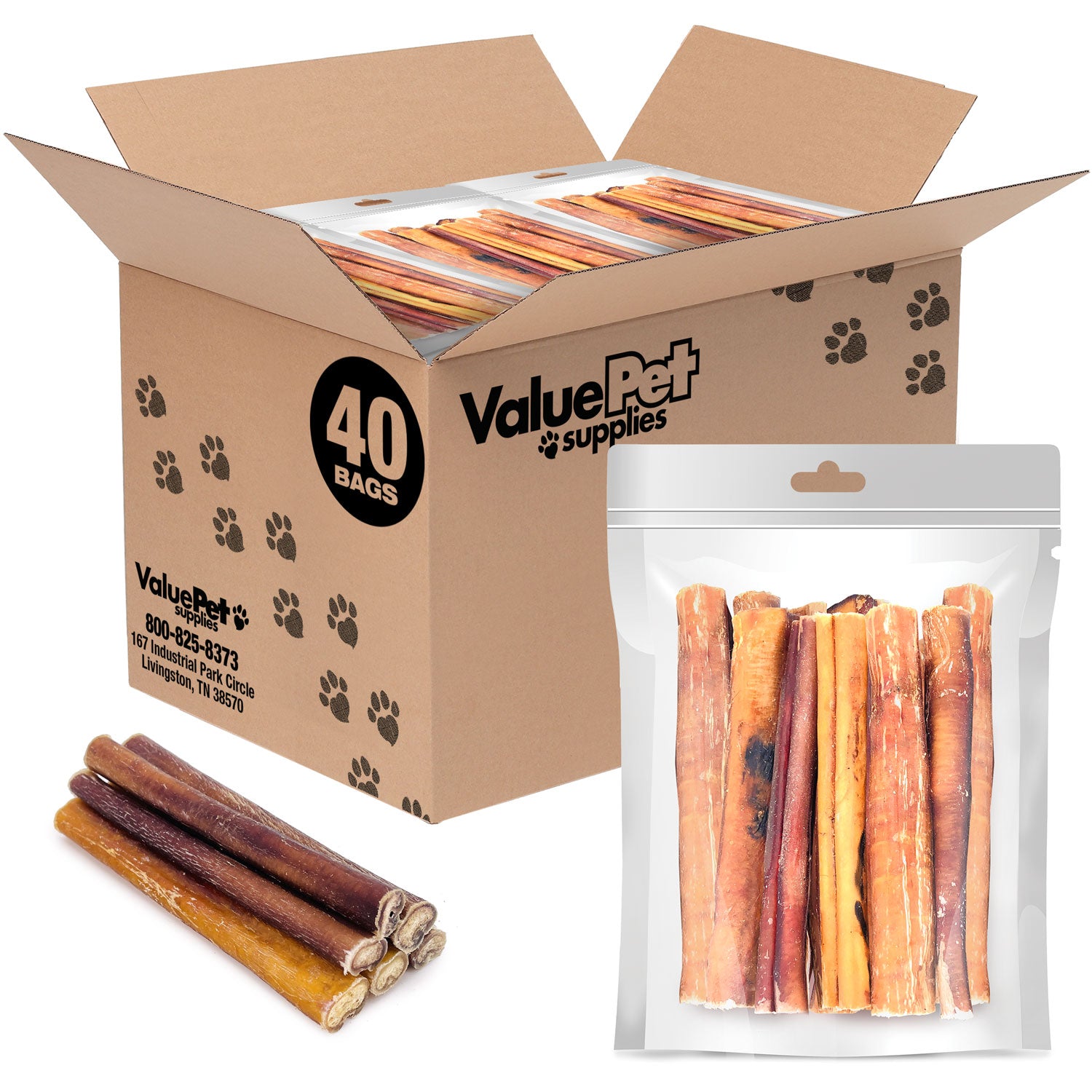 ValueBull Bully Sticks for Large Dogs, Thick 6 Inch, 400 Count RESALE PACKS (40 x 10 Count)
