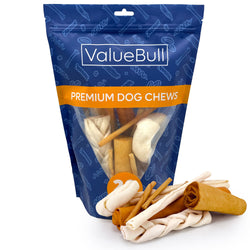 ValueBull USA Rawhide, Varied Mix of Fun Shapes for Dogs, 1 Pound