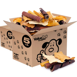 ValueBull USA Collagen Dog Chews, Fun Shapes Variety Mix, Natural Long-Lasting Dog Treats, 10 Pound Bulk Pack - Varied - 10 Pound