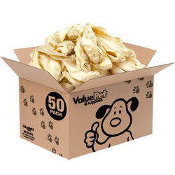 ValueBull Premium Cow Ears, 50 Count BULK PACK - ValuePetSupplies