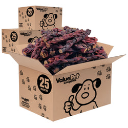 ValueBull USA Collagen Braid Beef Large Dog Chews, Thick 12 Inch 100 Count Bulk - Thick - 100 Braids