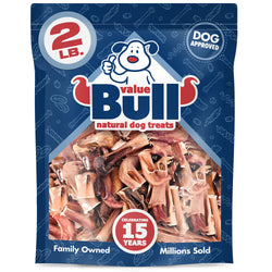 ValueBull Bully Stick Bits for Small Dogs, Natural Dog Chews, 2 Pounds - Bits - 2 Pound