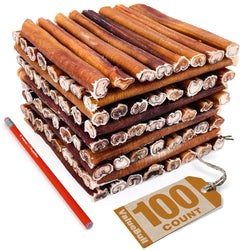 ValueBull USA Bully Sticks for Dogs, Thick 6 Inch, 100 Count Bulk Pack - Thick - 100 Sticks