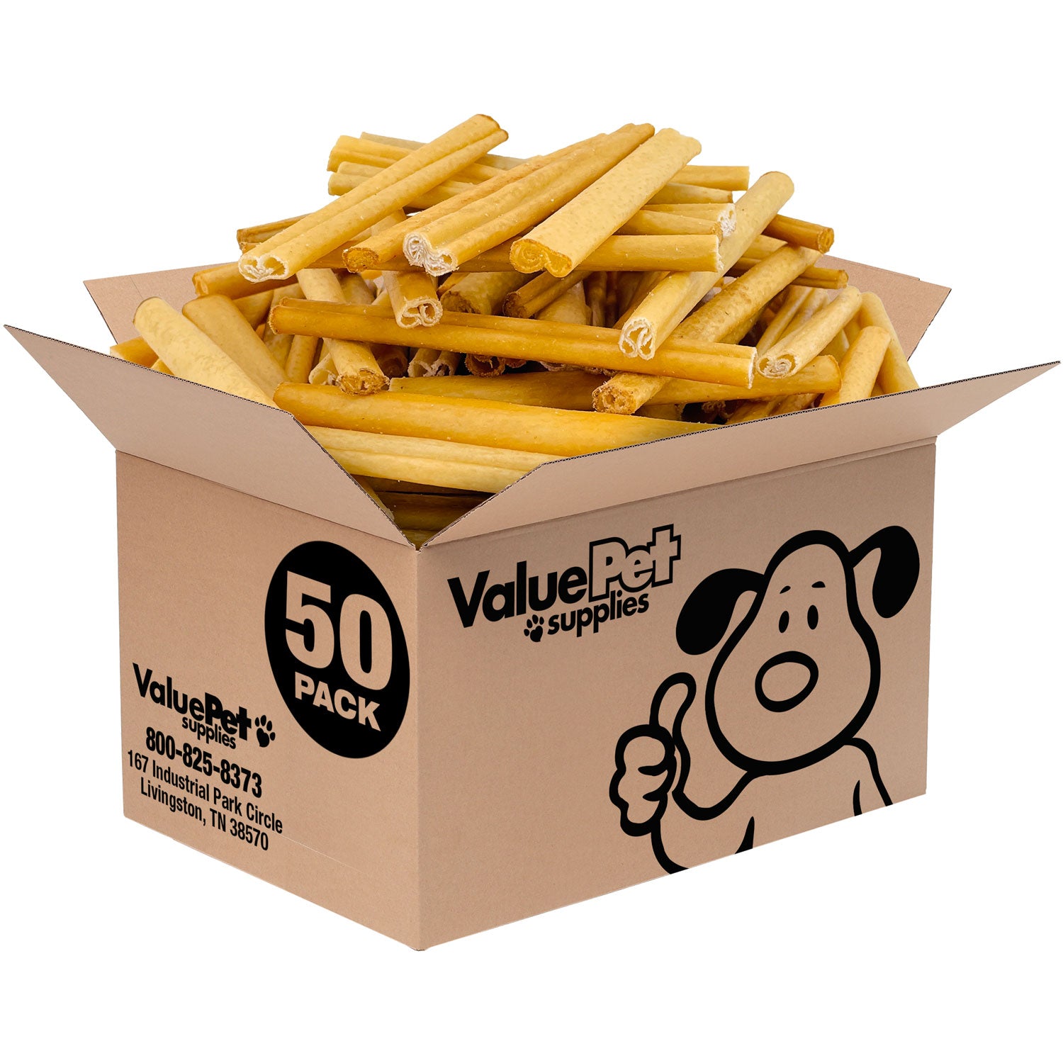 ValueBull USA Pig Skin Retriever Rolls, 6 Inch, Smoked, 50 Count Bulk Pack - 6" Rolls - 50 Sticks