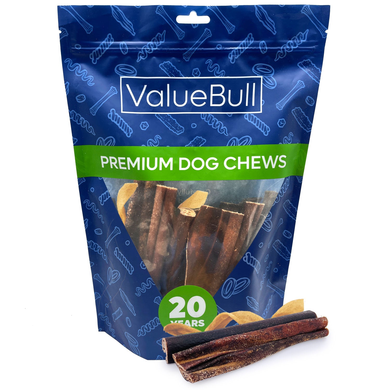 ValueBull Collagen Sticks for Dogs, Varied Shape & Size Chews, Natural Long-Lasting Dog Treats, 1 Pound - Varied - 1 Pound