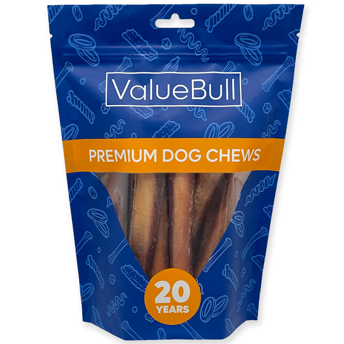 ValueBull Odor Free Bully Sticks for Large Dogs, Jumbo 6 Inch, 10 Count - 10
