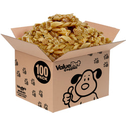 ValueBull Buffalo Collagen Braided Sticks for Large Dogs, 6 Inch Thick Chews, Natural Long-Lasting Dog Treats, 100 Count Bulk Pack - Thick - 100 Braids