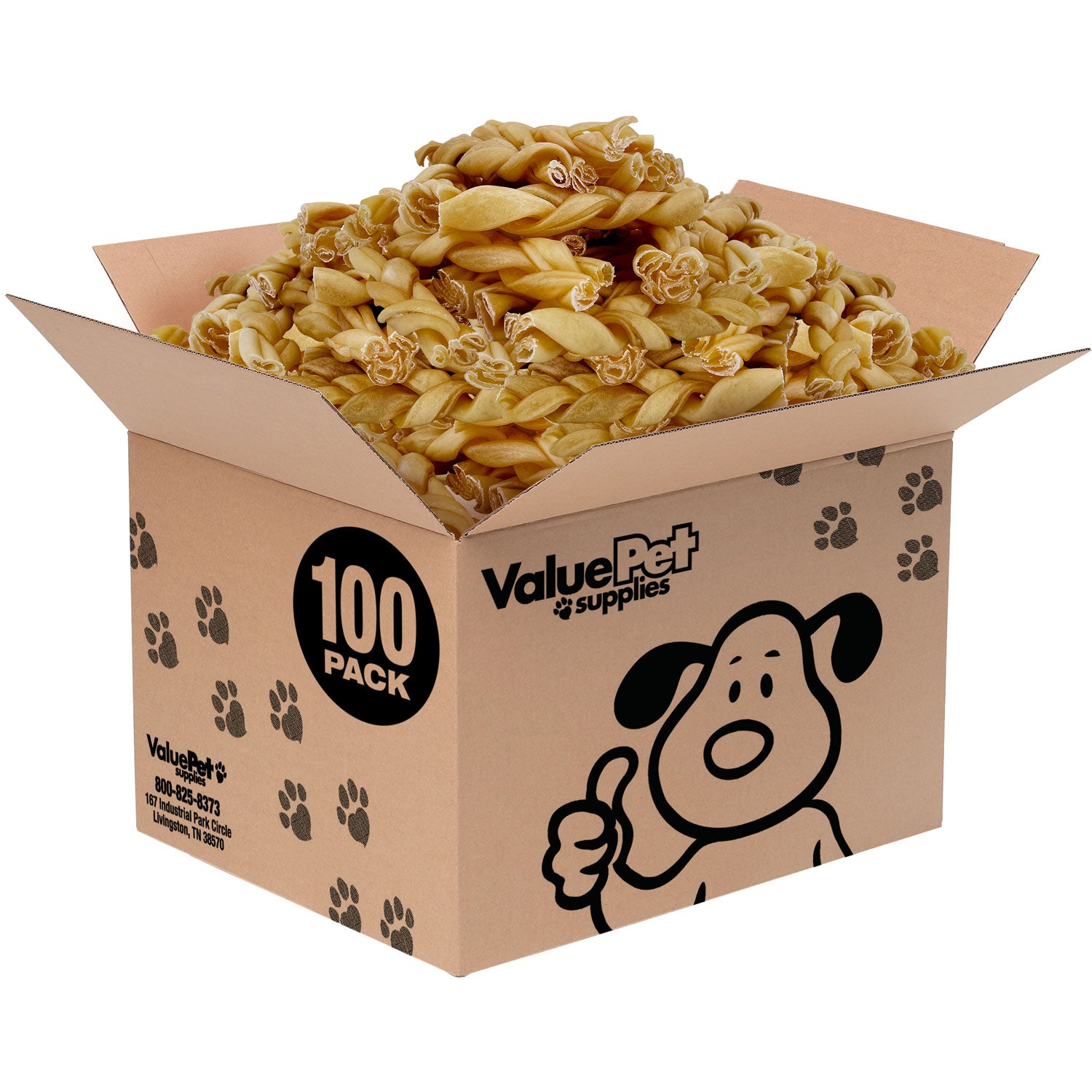 ValueBull Buffalo Collagen Braided Sticks for Large Dogs, 6 Inch Thick Chews, Natural Long-Lasting Dog Treats, 100 Count Bulk Pack - Thick - 100 Braids