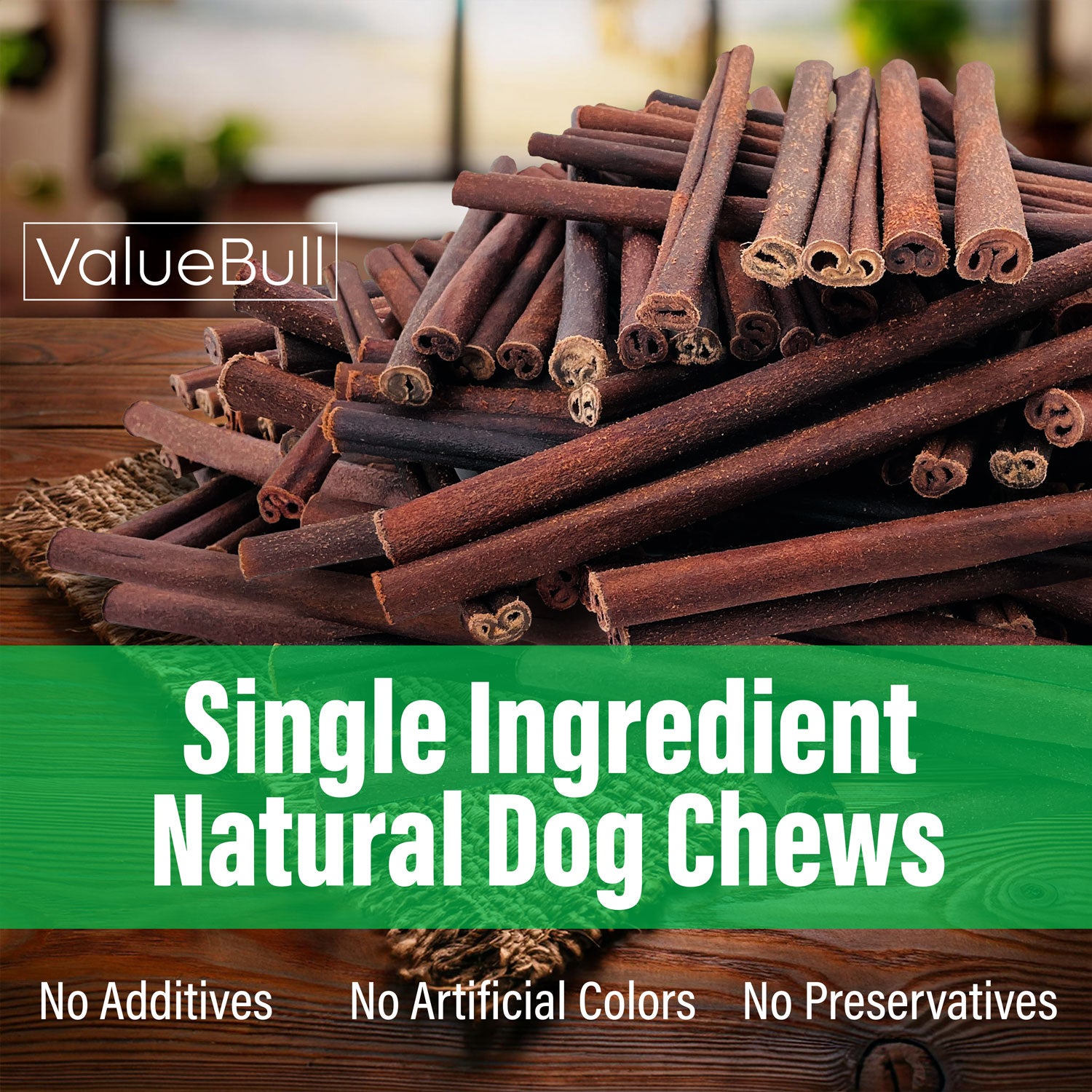 ValueBull Beef Collagen Sticks for Small Dogs, 12 Inch Thin Chew, 10 Count