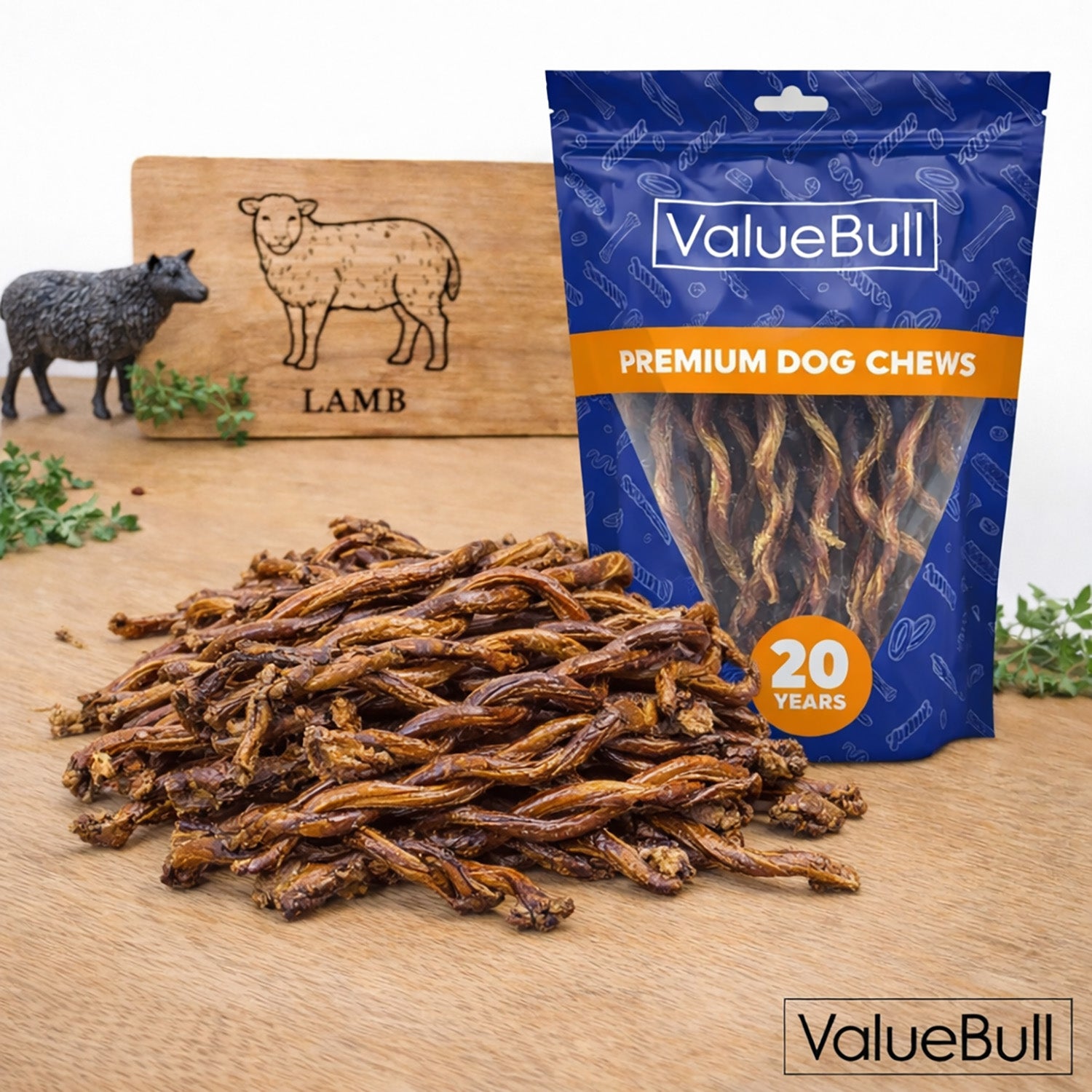 ValueBull Pizzle Twist Dog Chews, Premium Lamb, 40 Count - Lamb - 40 Pizzles