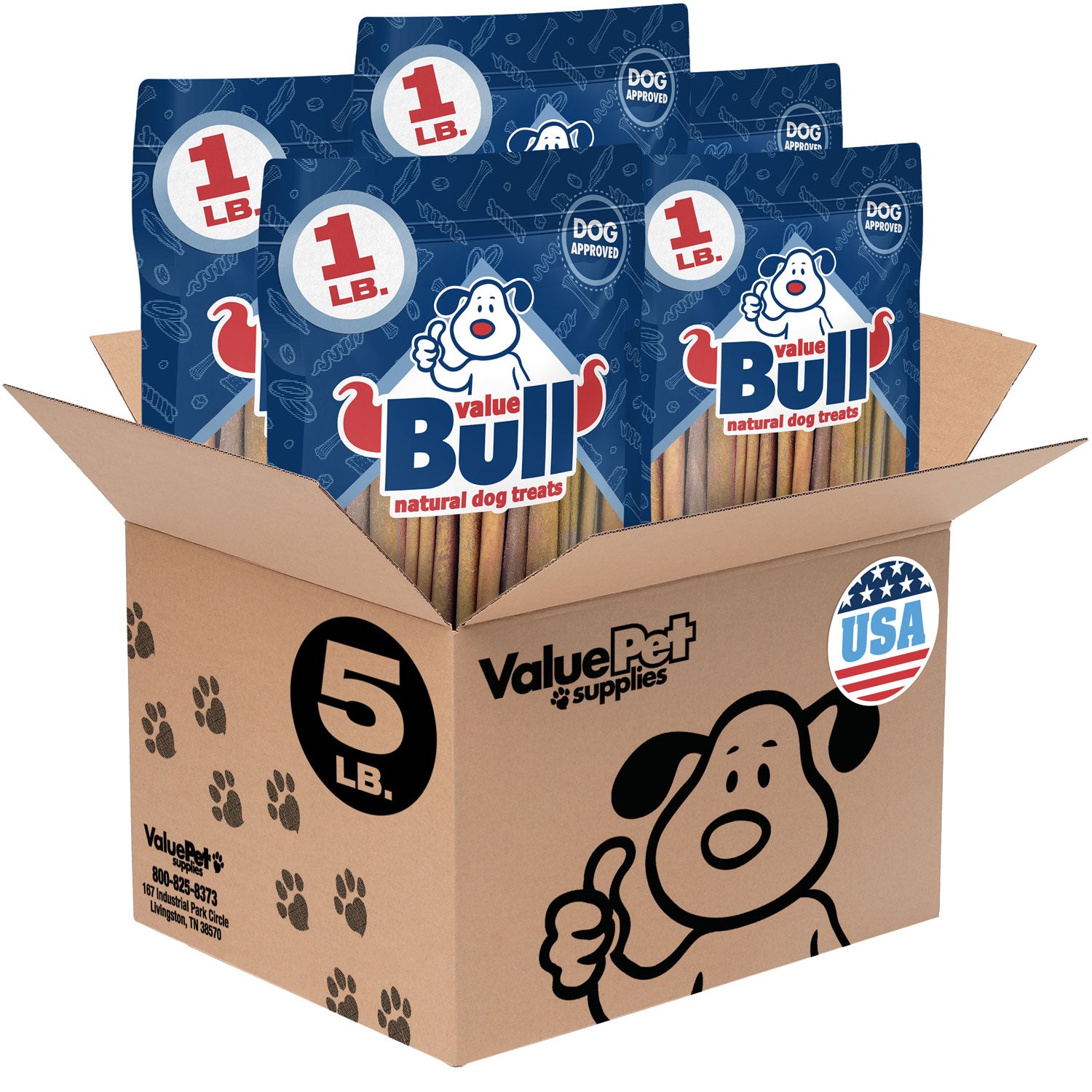 ValueBull USA Collagen Sticks for Dogs, 4-6 Inch Varied Chews, Natural Long-Lasting Dog Treats, 5 Pound - 5 Pound