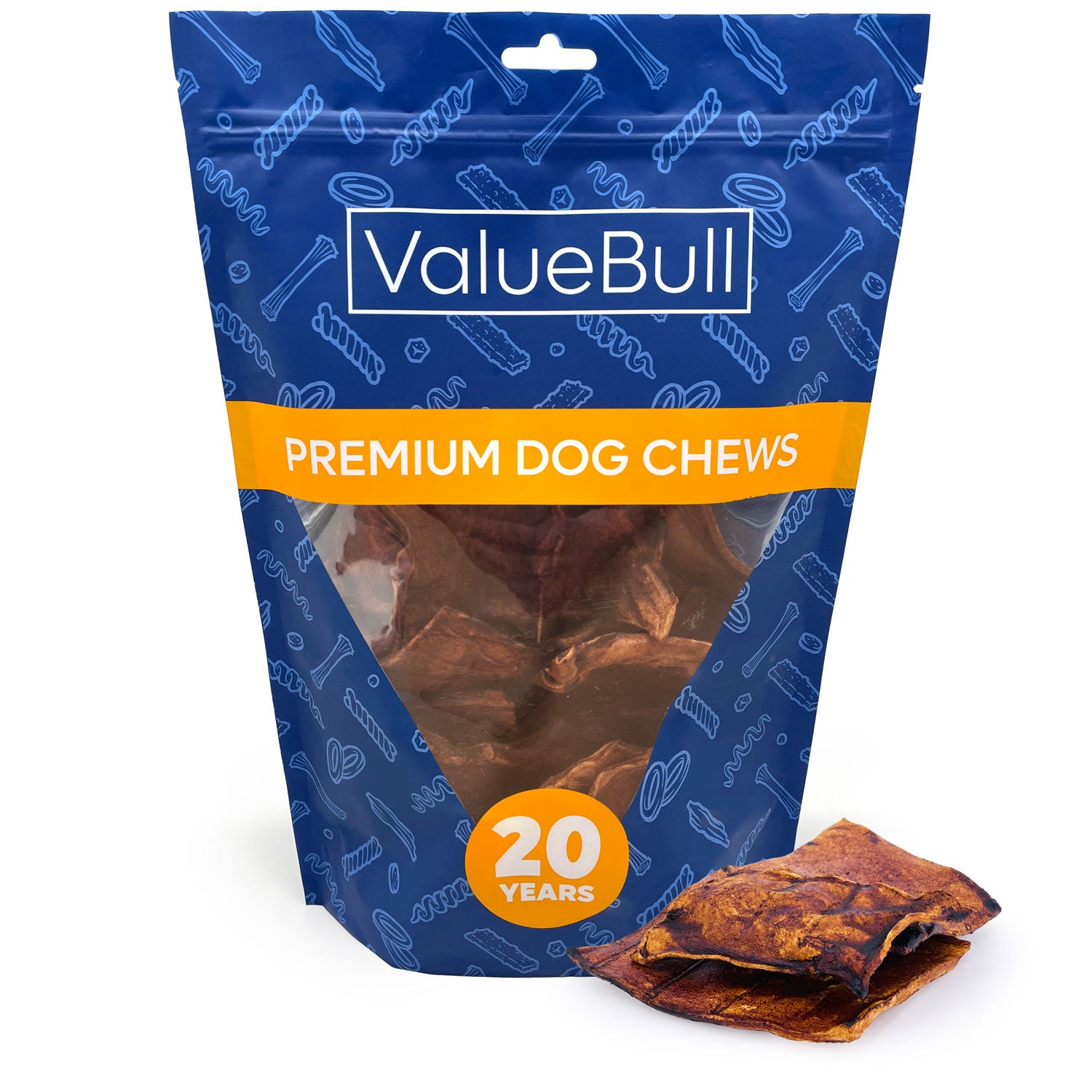 ValueBull USA Beef Rawhide Chips for Dogs, Beef, 25 Count