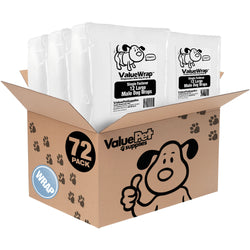 ValueWrap Male Wraps, Disposable Dog Diapers, 1-Tab Large, Lavender, 72 Count - 72 Count,Large