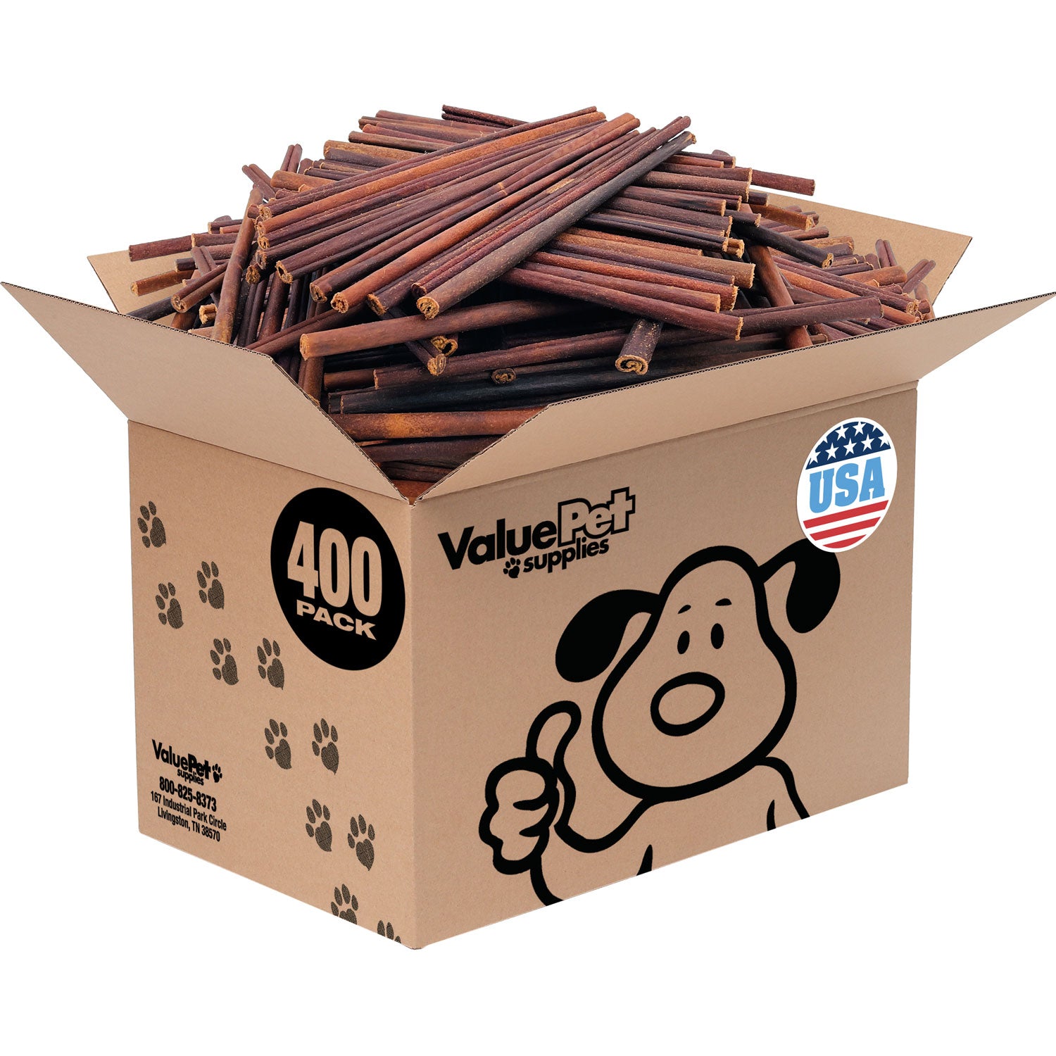 ValueBull USA Collagen Sticks for Small Dogs, 12 Inch Thin Chews, Natural Dog Treats, 400 Count Wholesale Pack - Thin - 400 Count