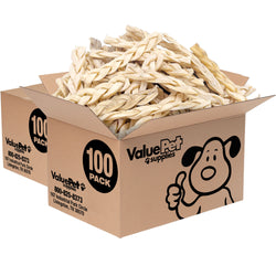 ValueBull Beef Cheek Braids, Long Lasting Dog Chews, 5-6 Inch, 200 Count Bulk Pack - Cheek - 200 Braids