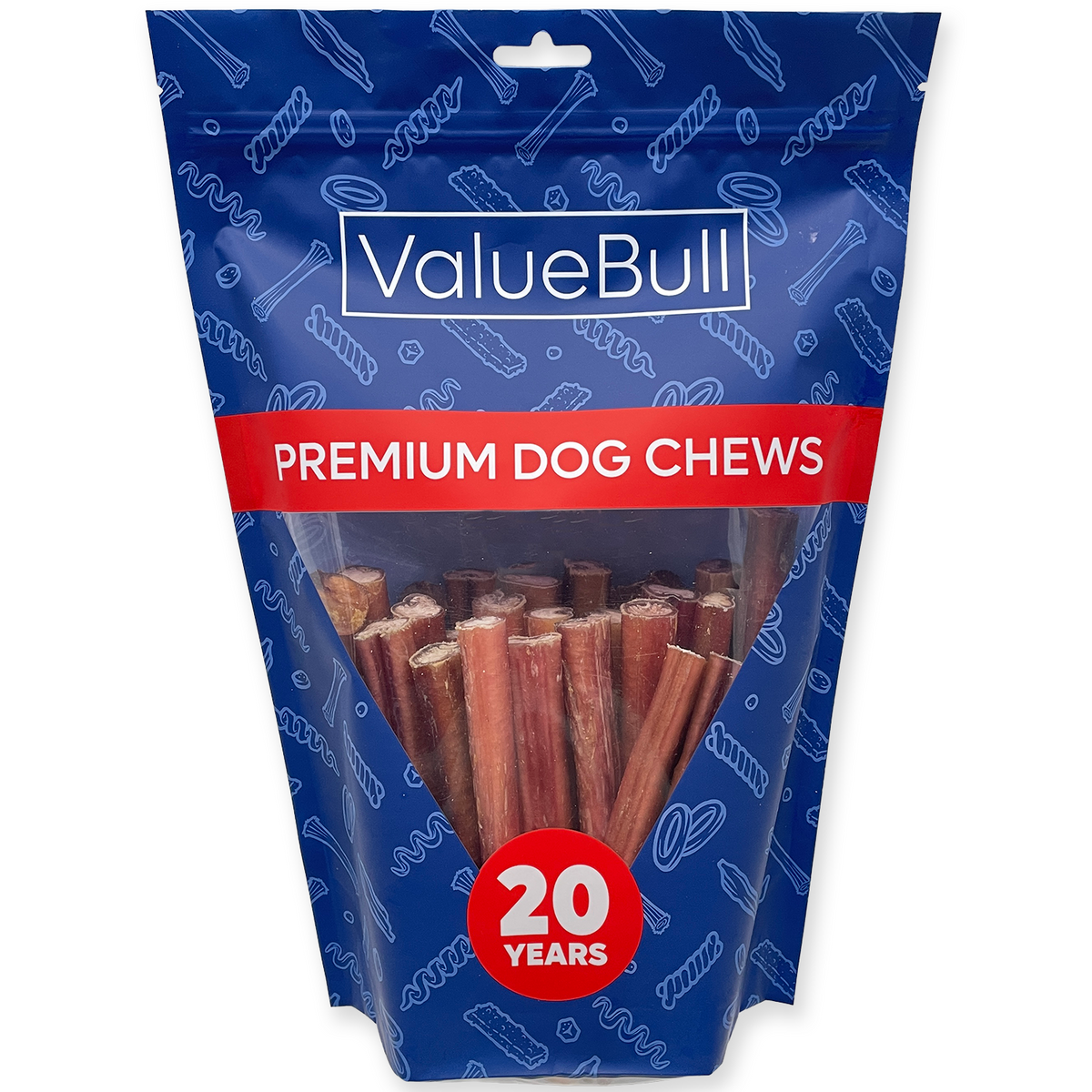 ValueBull Odor Free Bully Sticks for Large Dogs, Thick 6 Inch, 25 Count