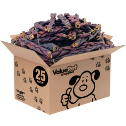 ValueBull Collagen Braided Sticks for Dogs, 6 Inch Medium Chews, Natural Long-Lasting Dog Treats, 25 Count Bulk Pack