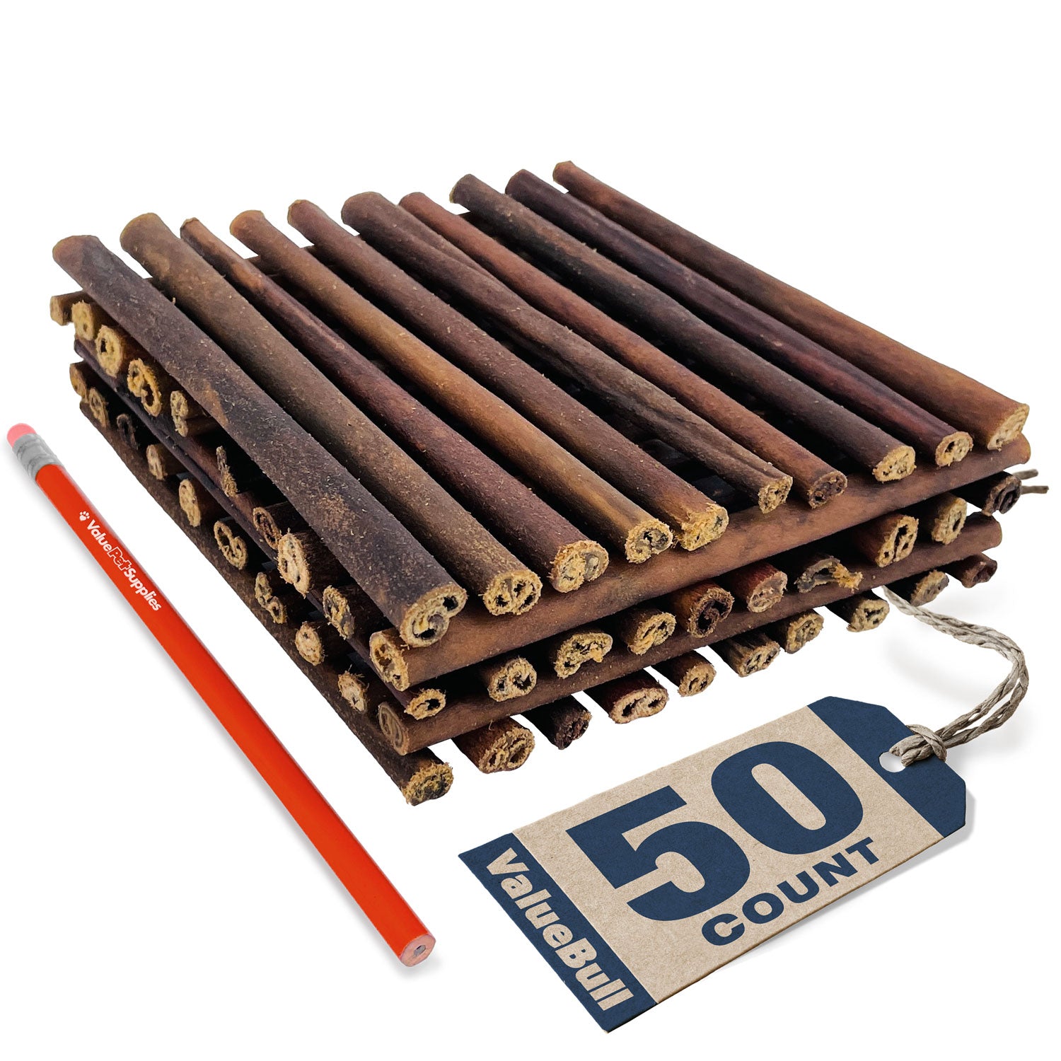 ValueBull USA Collagen Sticks for Small Dogs, 6 Inch Extra Thin Chews, Natural Dog Treats, 50 Count - Extra Thin - 50 Sticks