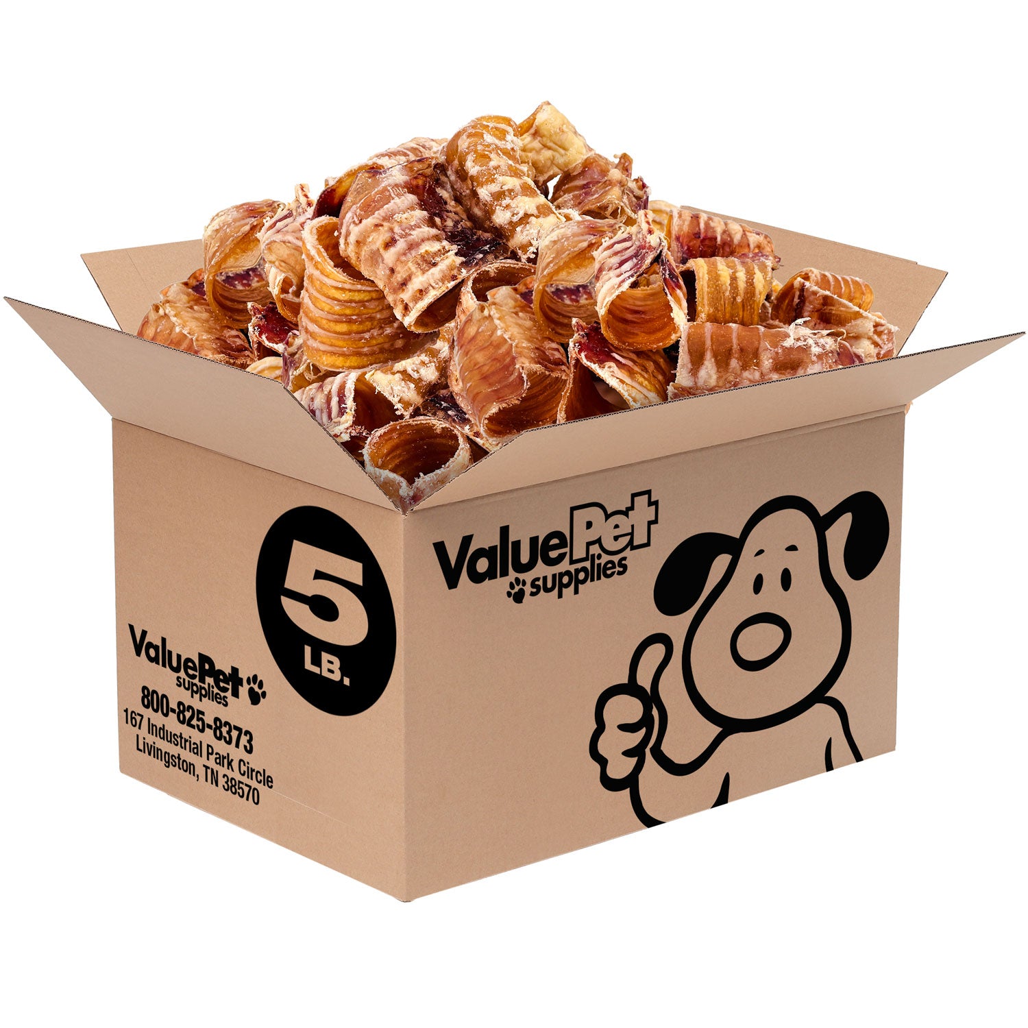 ValueBull USA Beef Trachea Bites for Small Dogs, 5 Pounds Bulk Pack - Bites - 5 Pound