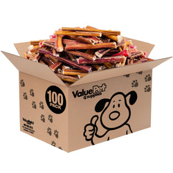ValueBull Bully Sticks for Small Dogs, Extra Thin 4-6 Inch, Varied Shapes, 100 Count Bulk Pack