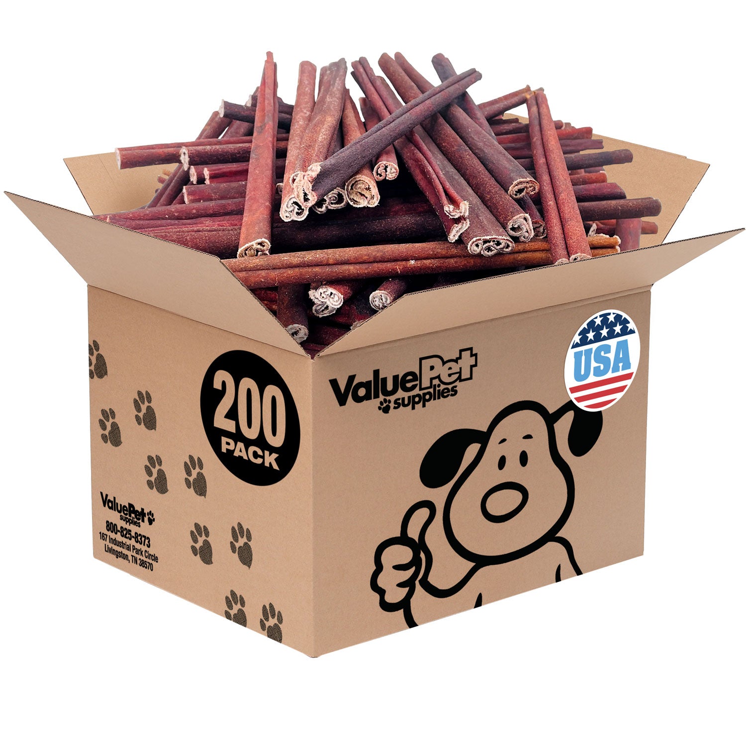 ValueBull USA Collagen Sticks for Dogs, 12 Inch Medium Chews, Natural Long-Lasting Dog Treats, 200 Count Wholesale Pack - Medium - 200 Count