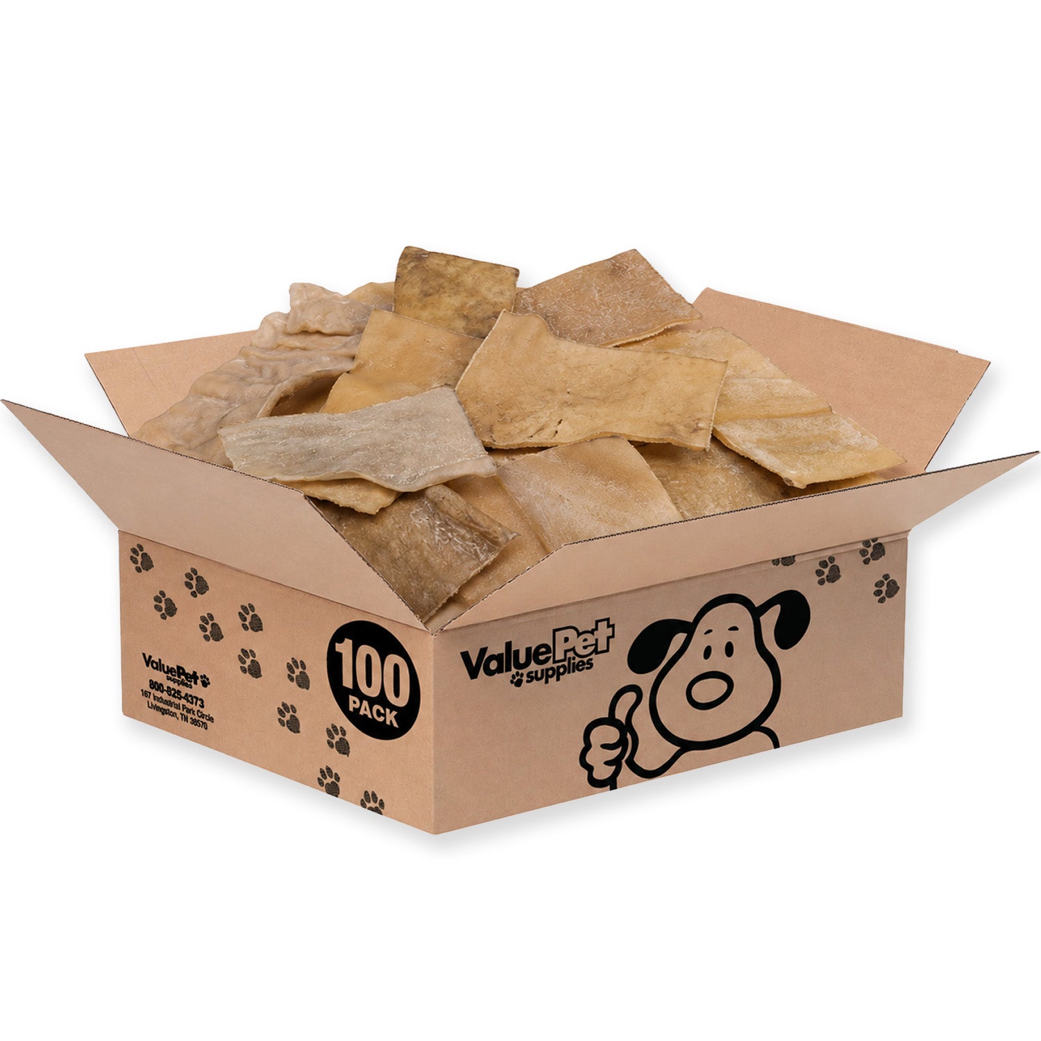 ValueBull USA Beef Rawhide Chips for Dogs, Smoked, 100 Count Bulk Pack - Smoked - 100 Chips