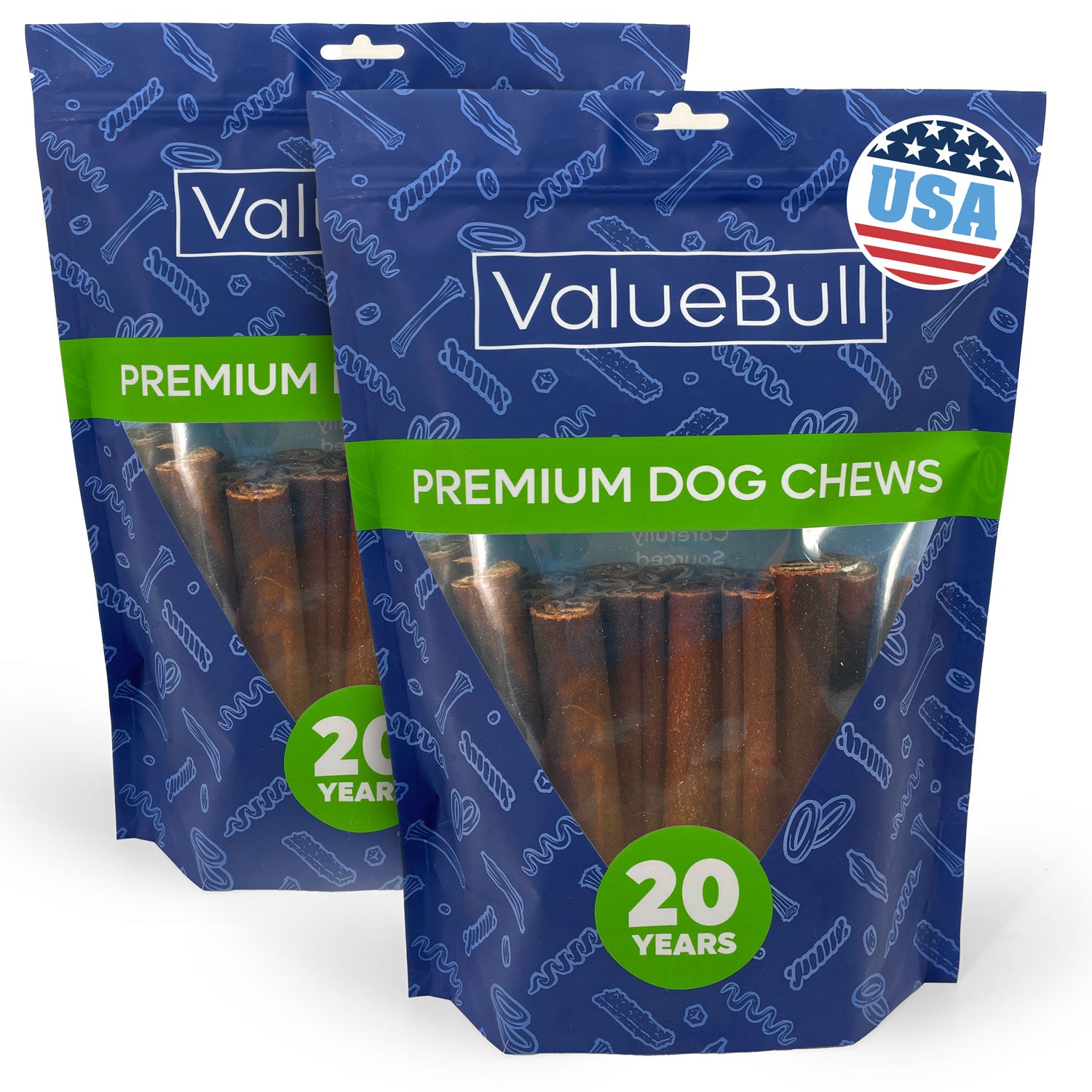 ValueBull USA Collagen Sticks for Dogs, 6 Inch Thick Chews, Natural Long-Lasting Dog Treats, 50 Count - Thick - 50 Sticks