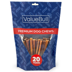 ValueBull Bully Sticks for Small Dogs, Thin 6 Inch, 50 Count - Thin - 50 Sticks