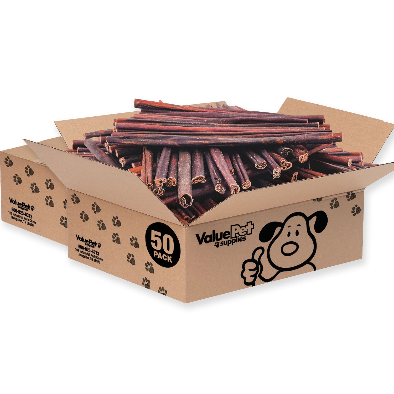 ValueBull Beef Collagen Sticks for Small Dogs, 12 Inch Thin Chew, 100 Count Bulk Pack