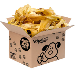 ValueBull Natural Brown Cow Ears, Crunchy Style, Varied Size, Shape & Color, 25 Count Bulk Pack