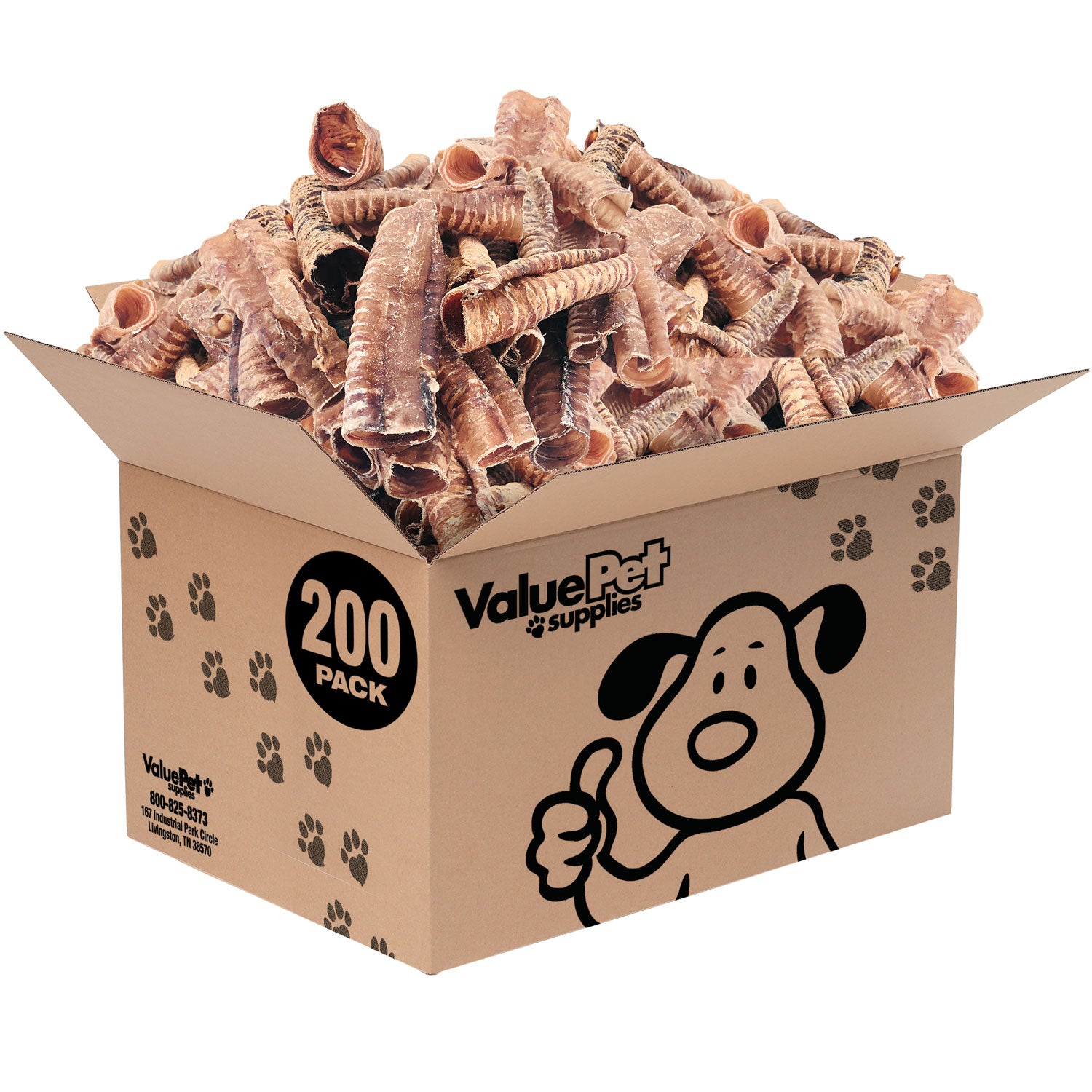 ValueBull Beef Trachea, Premium 5-6 Inch, 200 Count Bulk Pack - Beef - 200 Tubes