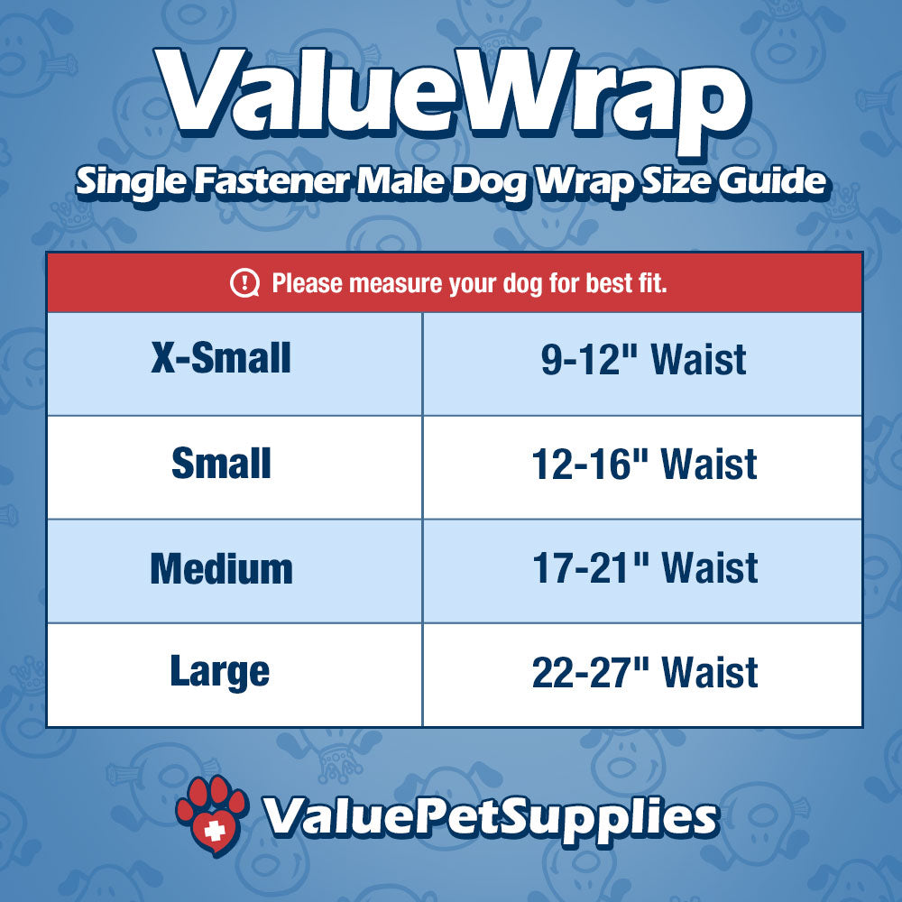 ValueWrap Male Wraps, Disposable Dog Diapers, 1-Tab Large, Lavender, 144 Count - 144 Count