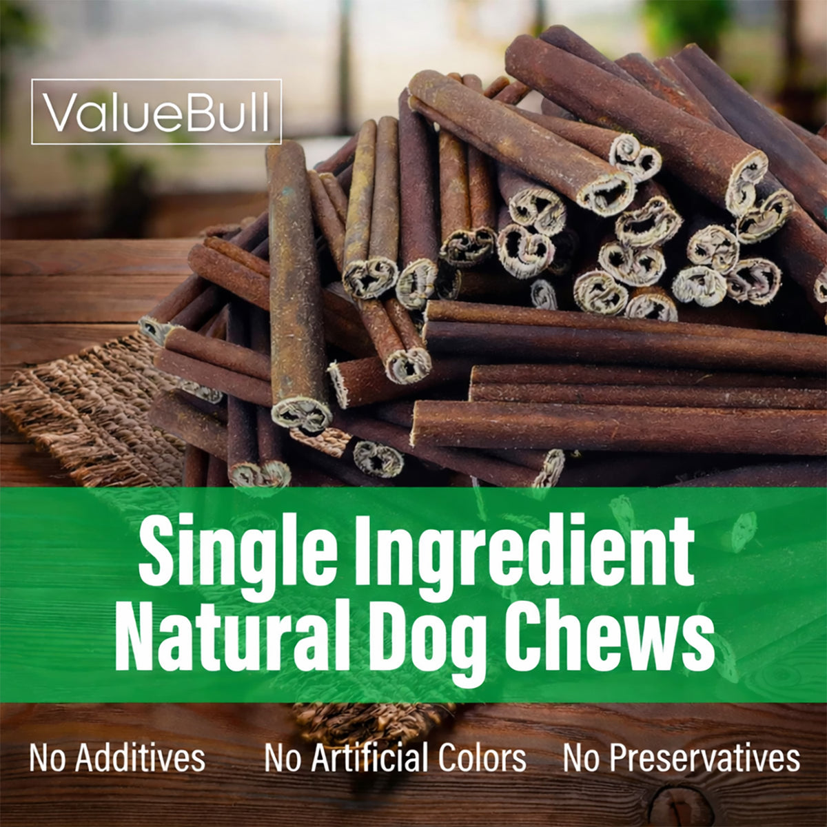 ValueBull Buffalo Collagen Sticks for Dogs, 6 Inch Thin Chews, 400 Count Wholesale Pack - Thin - 400 Sticks