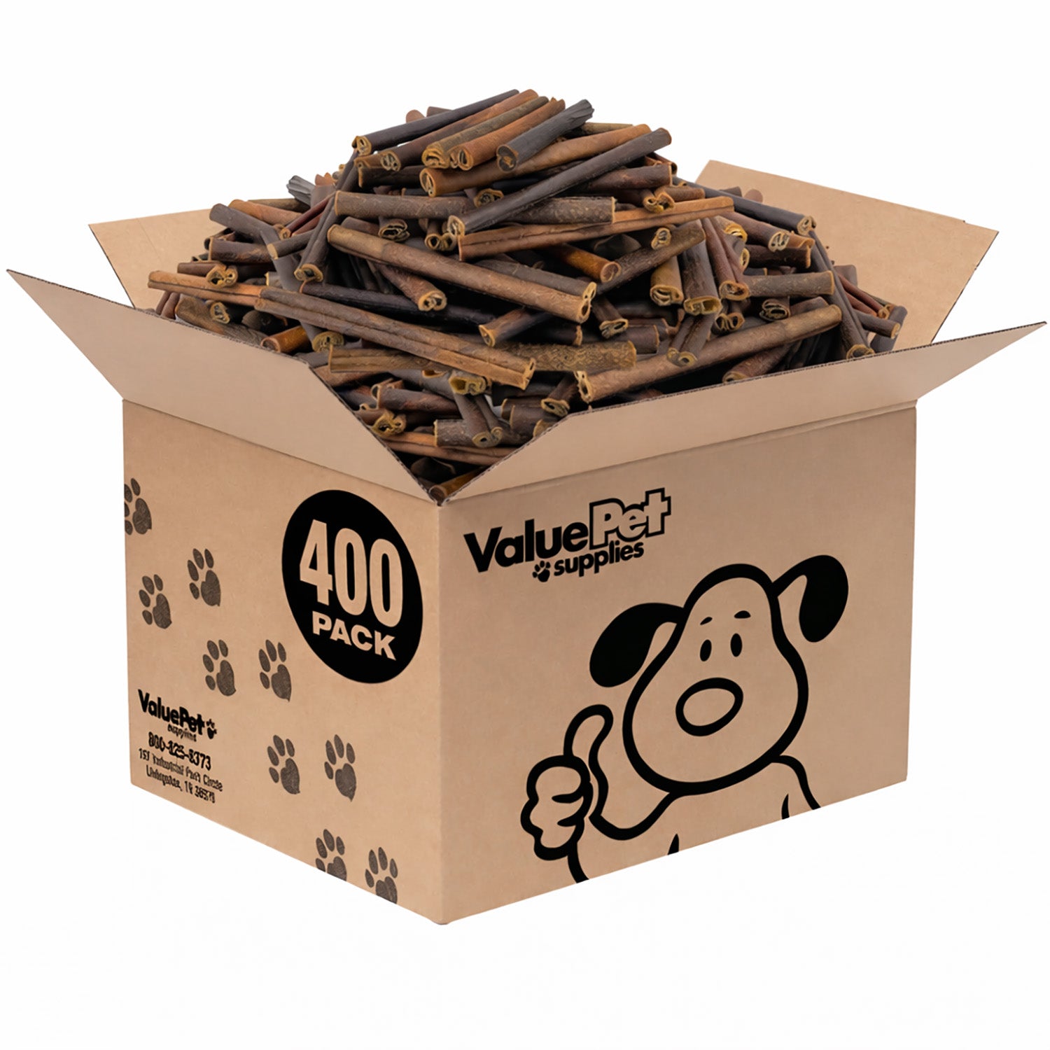 ValueBull Buffalo Collagen Sticks for Dogs, 6 Inch Medium Chews, Natural Long-Lasting Dog Treats, 400 Count Wholesale Pack - Medium - 400 Sticks