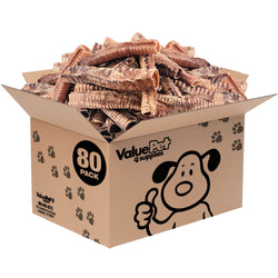 ValueBull Beef Trachea Tubes, Premium 10-12 Inch, 80 Count Bulk Pack - Beef - 80 Tubes