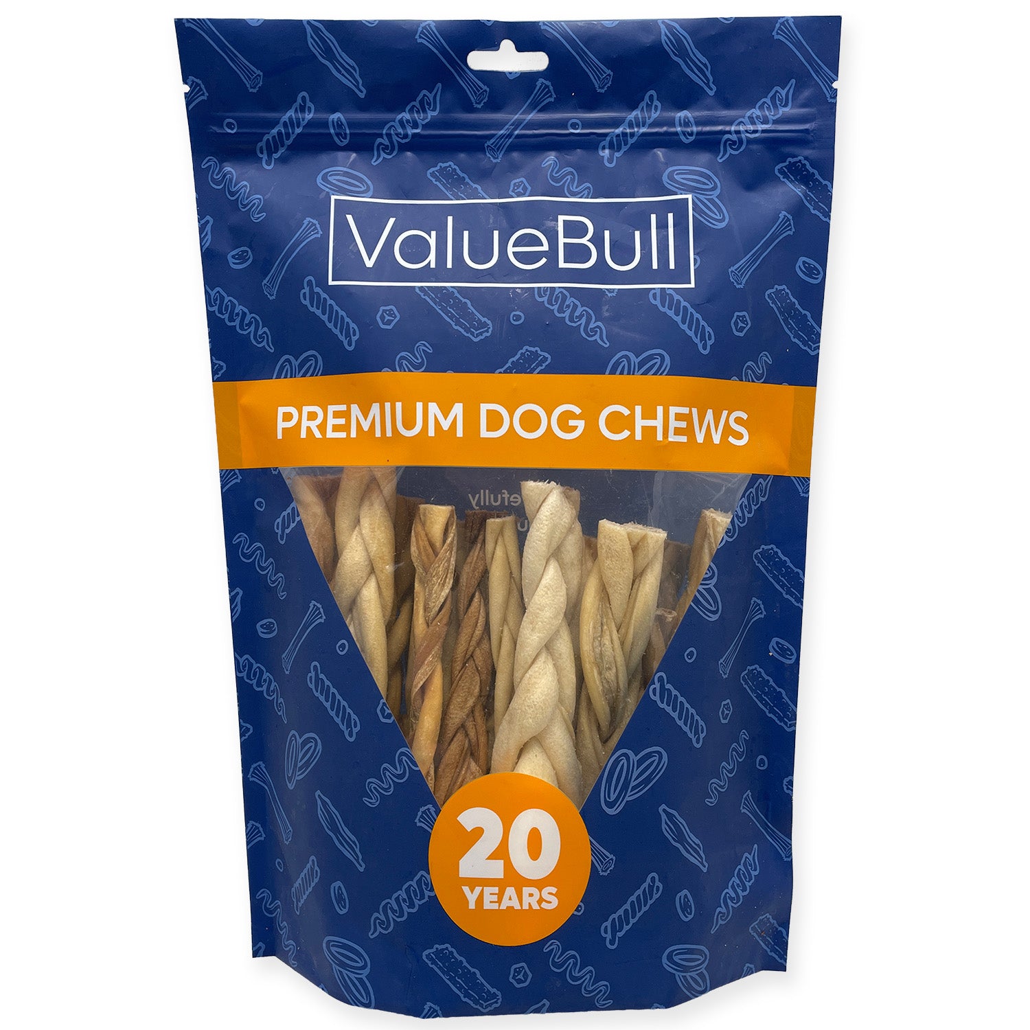 ValueBull Lamb Collagen Braids for Dogs, Varied Sizes/Shapes, Natural Long-Lasting Dog Treats, 25 Count - Lamb - 25 Braids