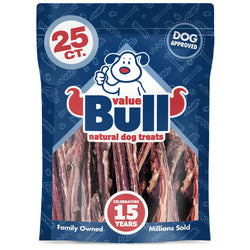 ValueBull Beef Jerky Gullet Sticks, Premium Dog Chews, 6 Inch, 25 Count - Gullet - 25 Sticks