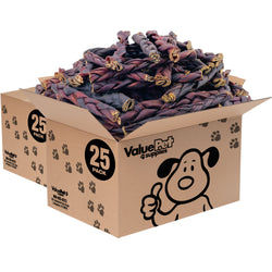 ValueBull Collagen Braided Sticks for Dogs, 6 Inch Medium Chews, Natural Long-Lasting Dog Treats, 50 Count Bulk Pack