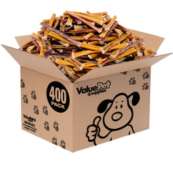 ValueBull Bully Sticks for Small Dogs, Extra Thin 6 Inch, 400 Count Wholesale Pack - Extra Thin - 400 Sticks