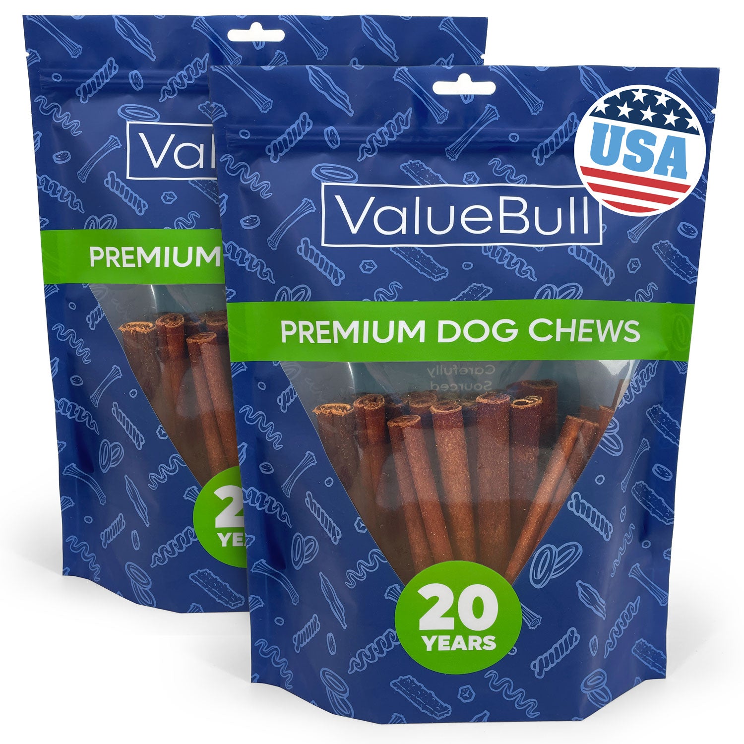 ValueBull USA Collagen Sticks for Dogs, 6 Inch Medium Chews, Natural Long-Lasting Dog Treats, 50 Count - Medium - 50 Sticks