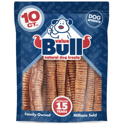 ValueBull Beef Trachea Dog Treats 10-12 Inch, 10 Count - Beef - 10 Tubes