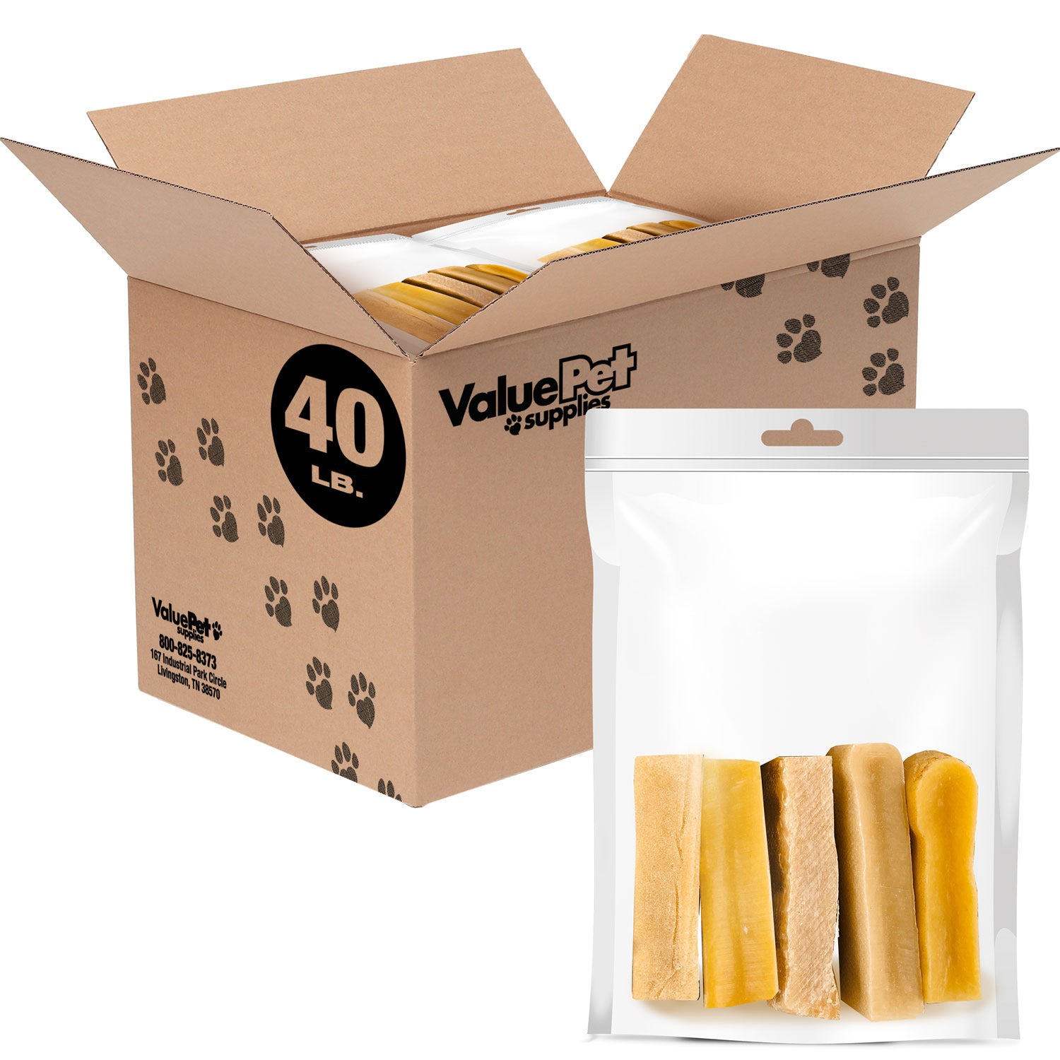 ValueBull Himalayan Yak Cheese Dog Chews, Small, 40 Pound RESALE PACKS (5 bars per bag)