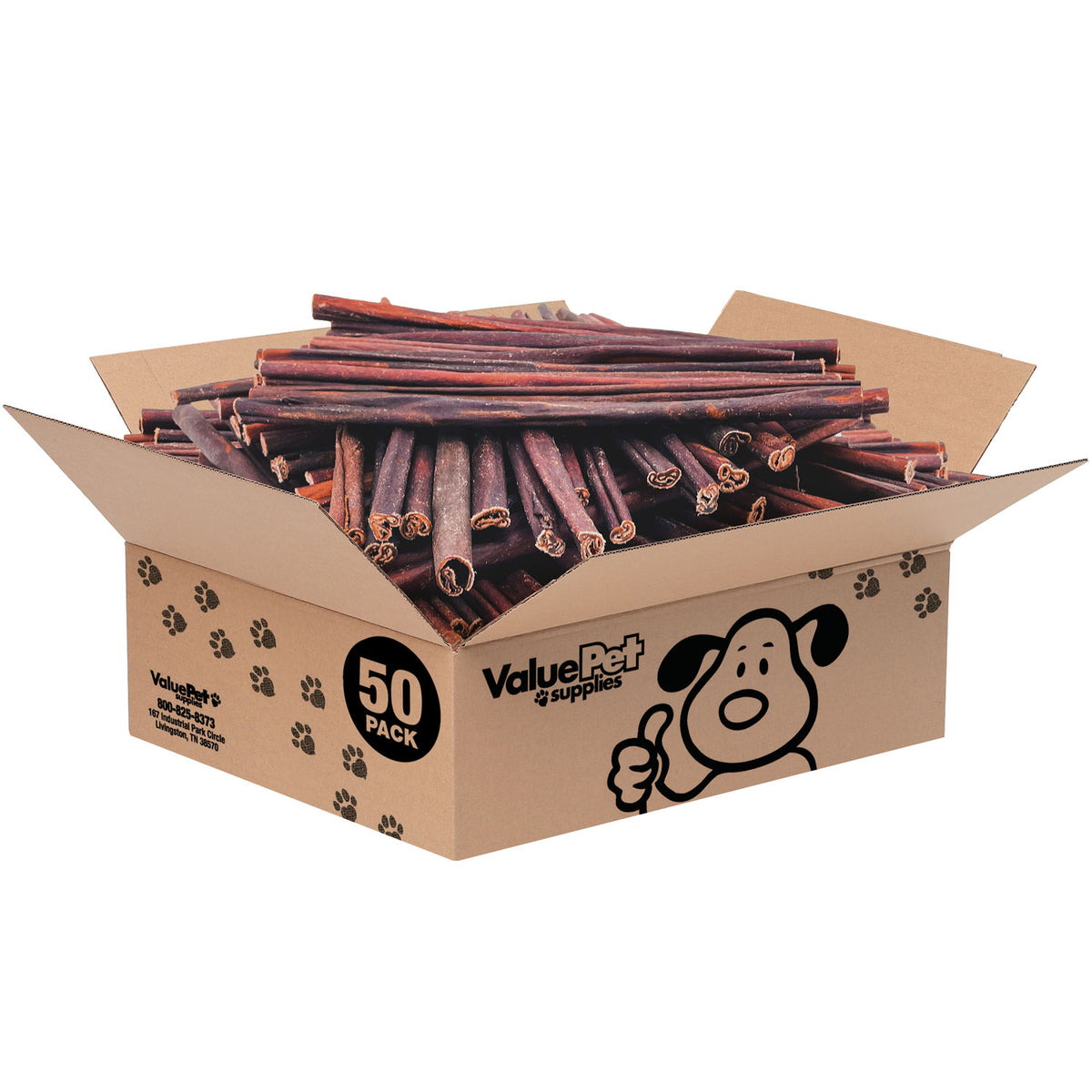 ValueBull Beef Collagen Sticks for Small Dogs, 12 Inch Thin Chew, 50 Count Bulk Pack