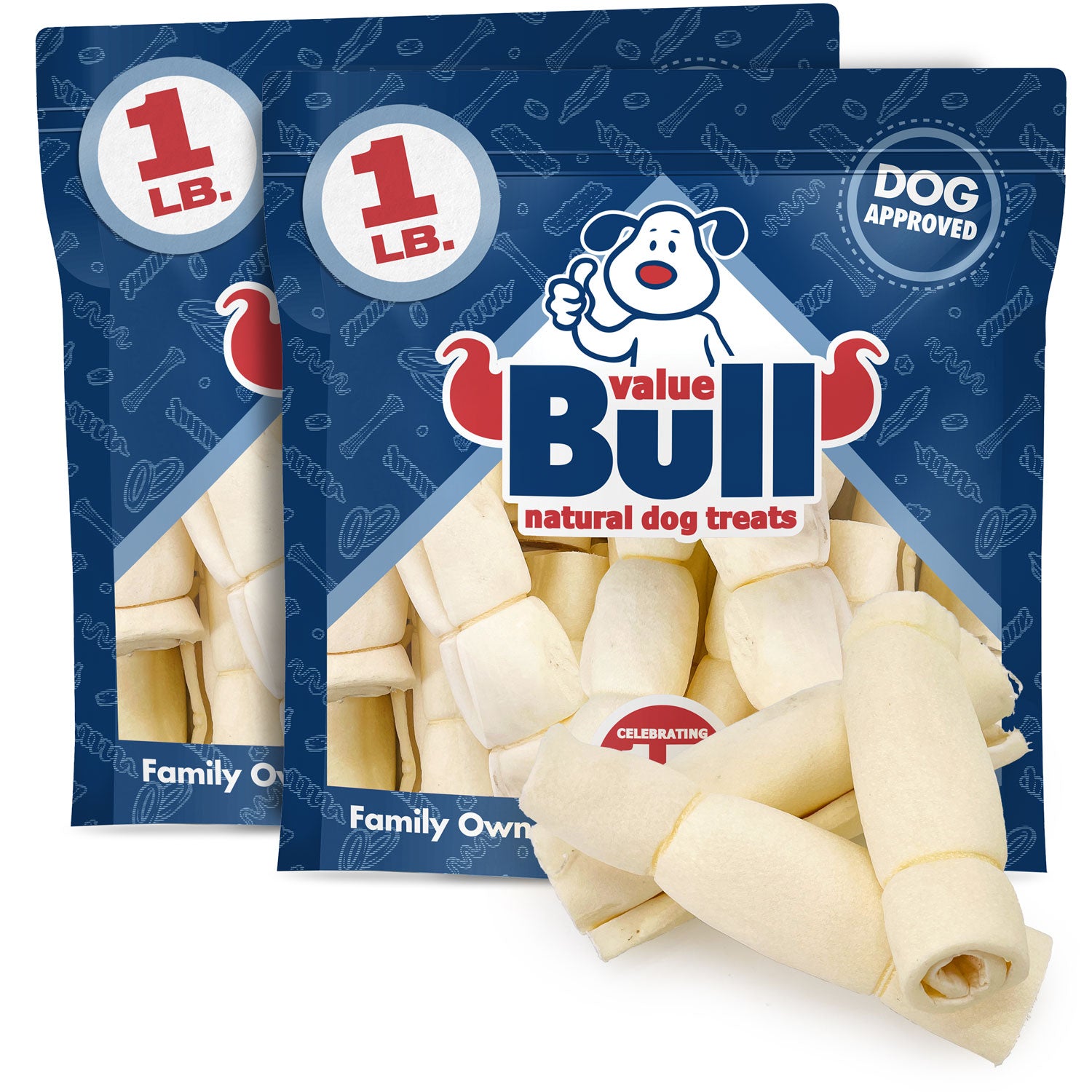 ValueBull Beef Cheek Rolls, Varied Shape Dog Chews, 6 Inch, 2 Pounds - Cheek Roll - 2 Pound